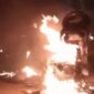 Hasil tangkap layar video kebakaran sejumlah motor yang beredar di sejumlah WAG.